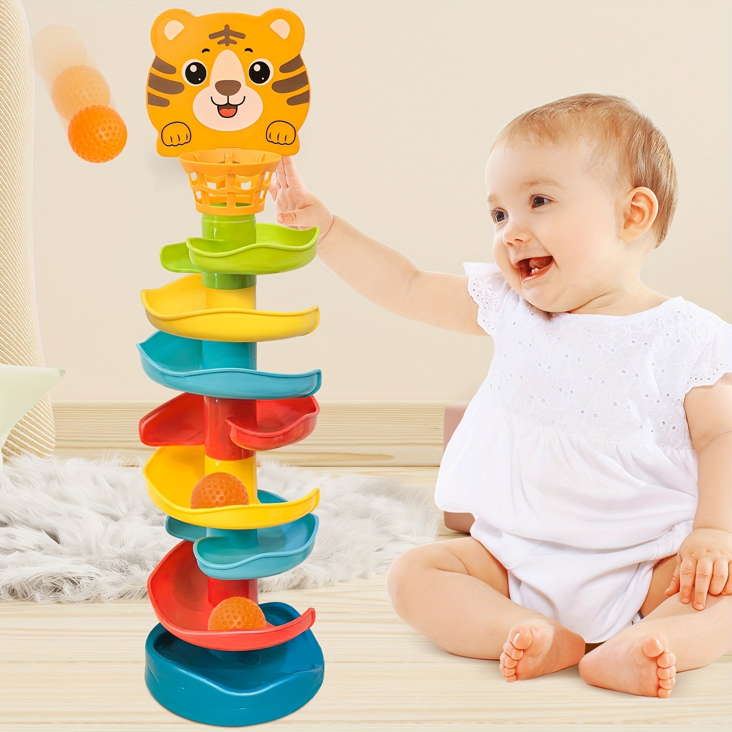 Tour de balle interactif pour les tout-petits - Jouet d'activité éducative avec des boules roulantes et un mécanisme de chute - Matériau ABS durable - Améliore le développement cérébral pour les enfants de 18 mois et plus - Multi-couleur