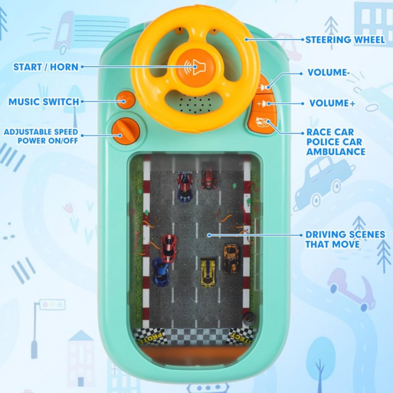 jeu de voiture de course simulé avec son, âge de 3 ans et plus