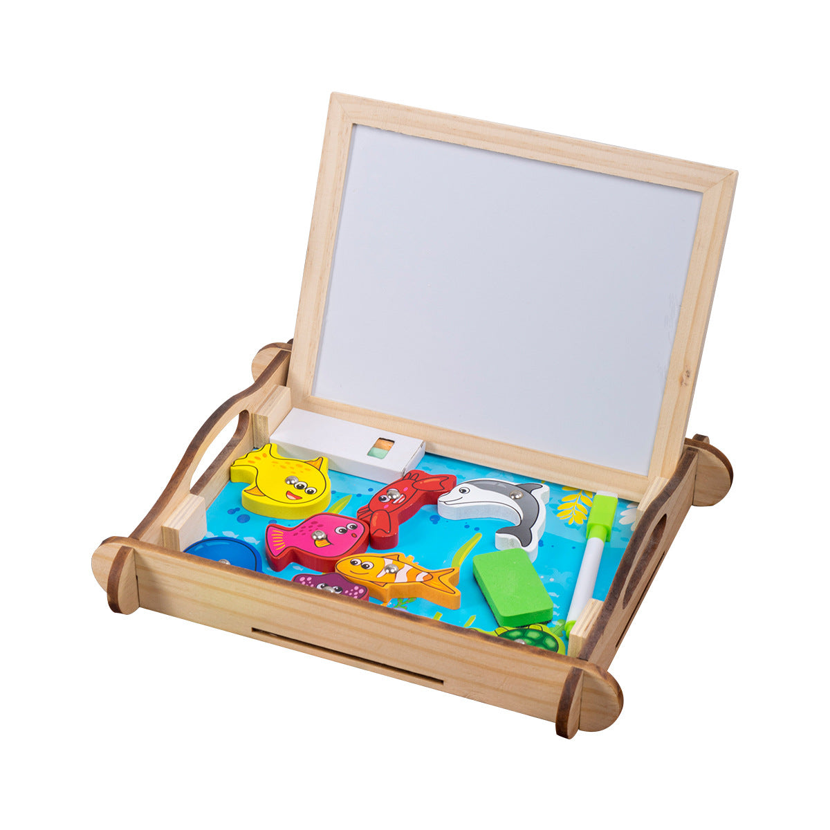 Pêche en bois cinq ensembles de jouets de piliers avec 5 couleurs différentes