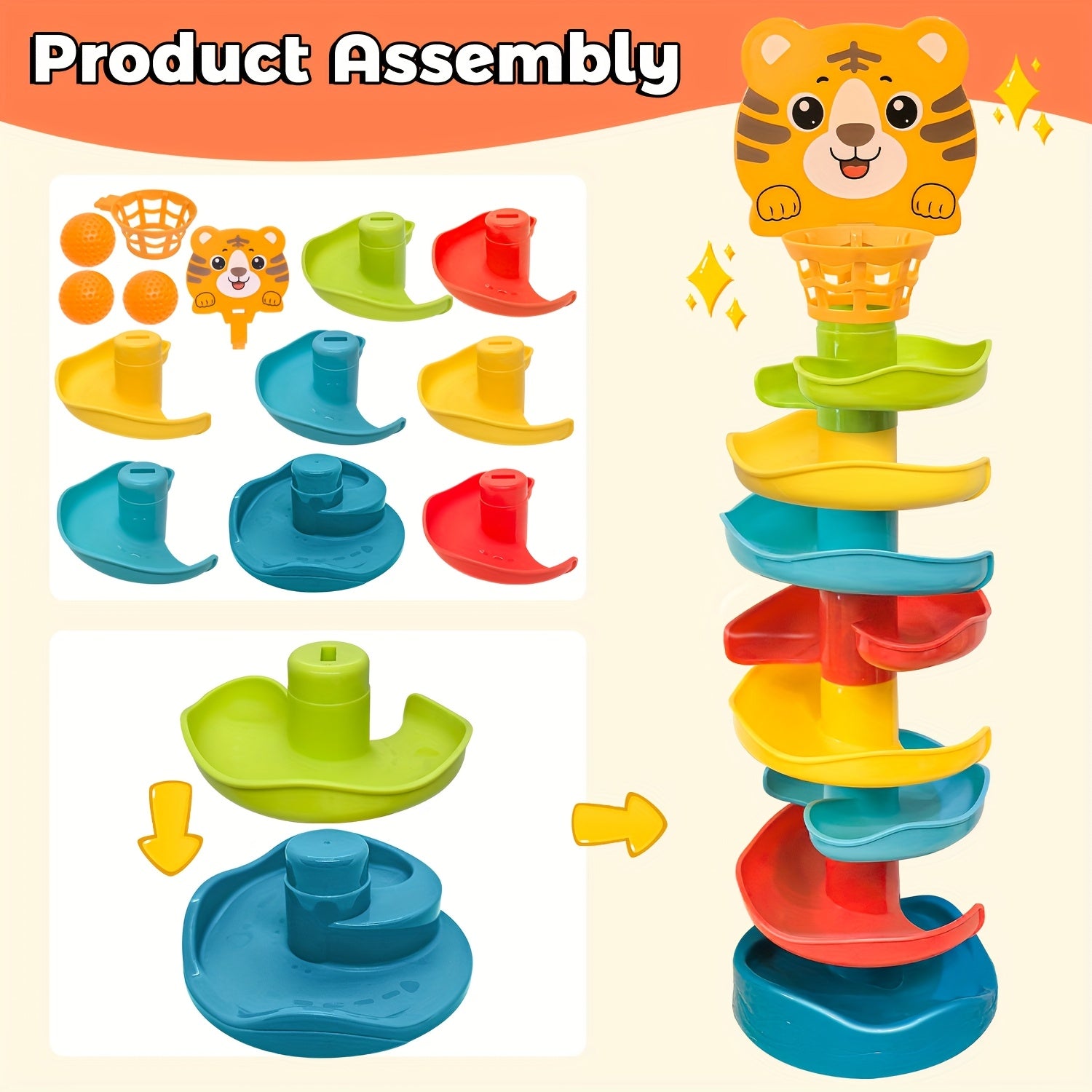 Tour de balle interactif pour les tout-petits - Jouet d'activité éducative avec des boules roulantes et un mécanisme de chute - Matériau ABS durable - Améliore le développement cérébral pour les enfants de 18 mois et plus - Multi-couleur
