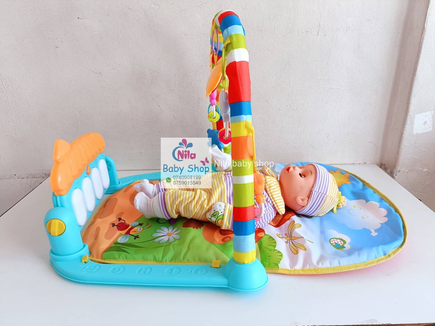 1 tapis de jeu pour bébé avec centre d'activités musicales, tapis rembourré souple pour nouveau-né à tout-petit, exercice de temps sur le ventre, éducation précoce - Idéal pour un cadeau