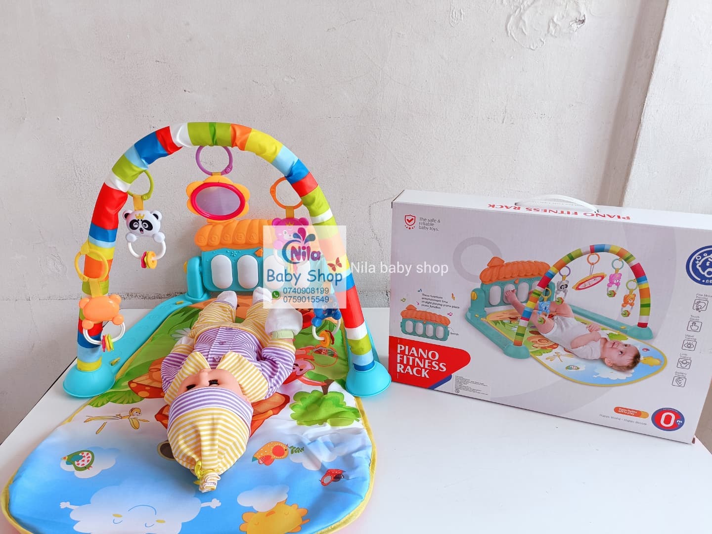 1 tapis de jeu pour bébé avec centre d'activités musicales, tapis rembourré souple pour nouveau-né à tout-petit, exercice de temps sur le ventre, éducation précoce - Idéal pour un cadeau
