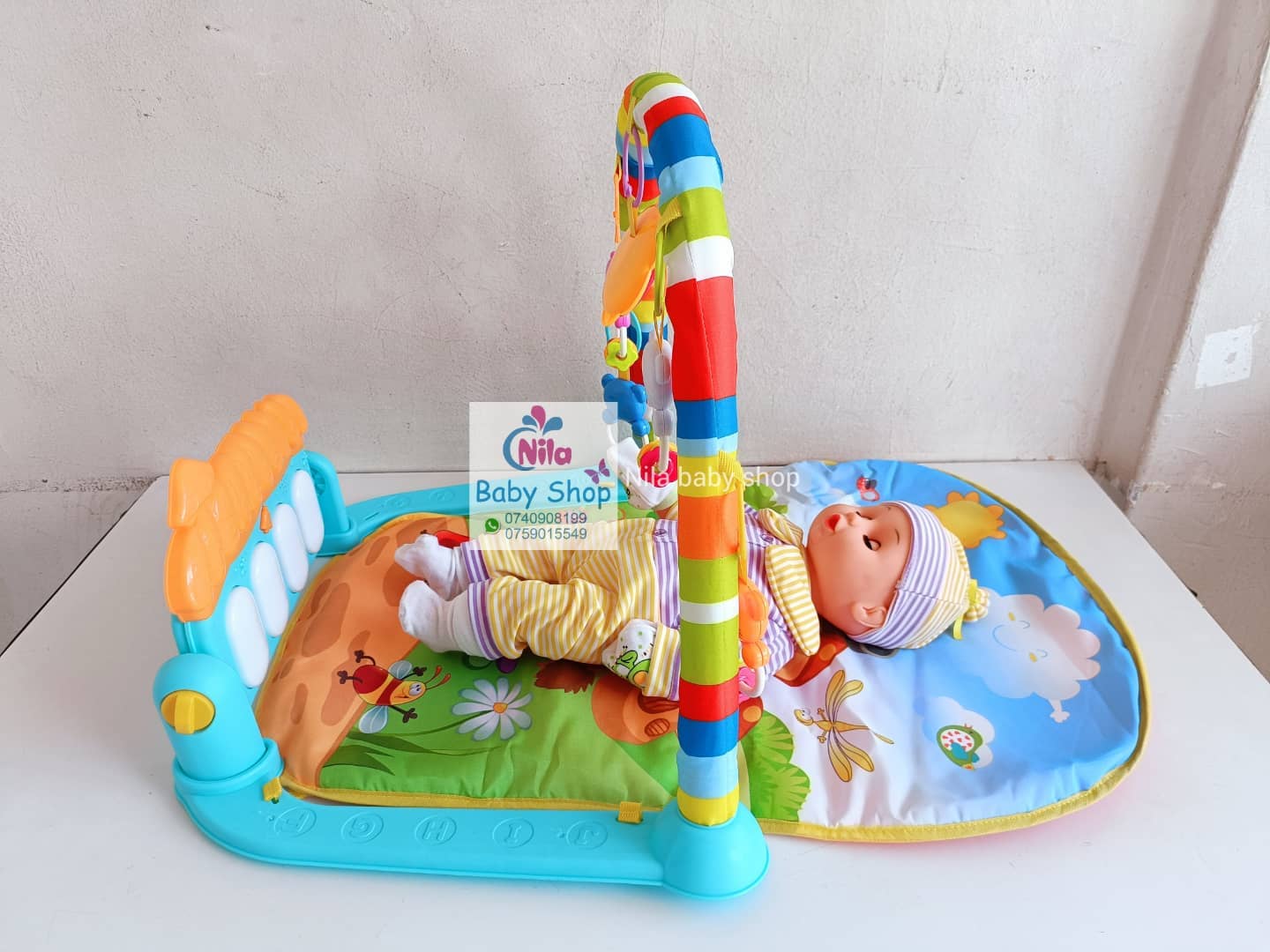 1 tapis de jeu pour bébé avec centre d'activités musicales, tapis rembourré souple pour nouveau-né à tout-petit, exercice de temps sur le ventre, éducation précoce - Idéal pour un cadeau