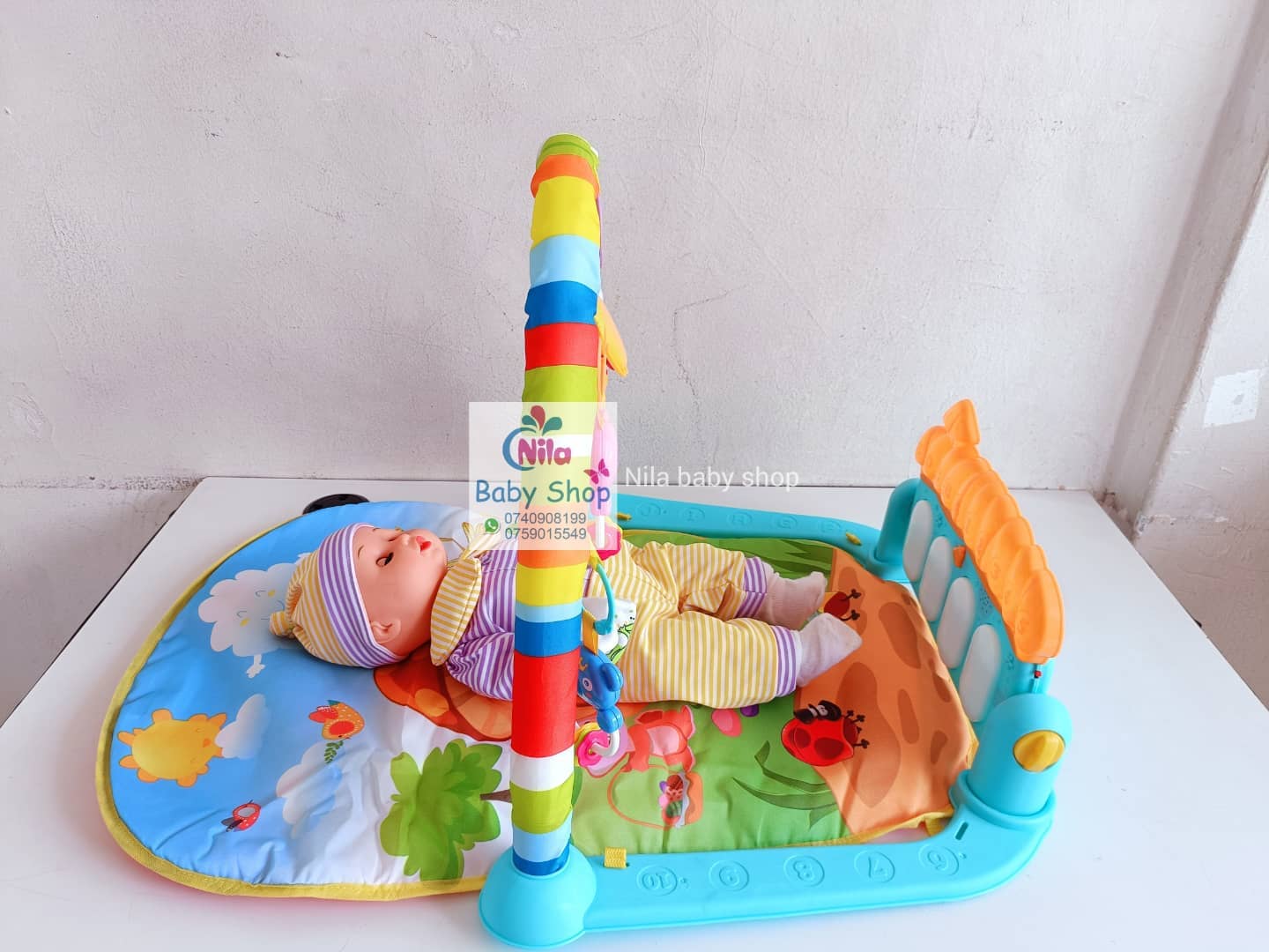 1 tapis de jeu pour bébé avec centre d'activités musicales, tapis rembourré souple pour nouveau-né à tout-petit, exercice de temps sur le ventre, éducation précoce - Idéal pour un cadeau