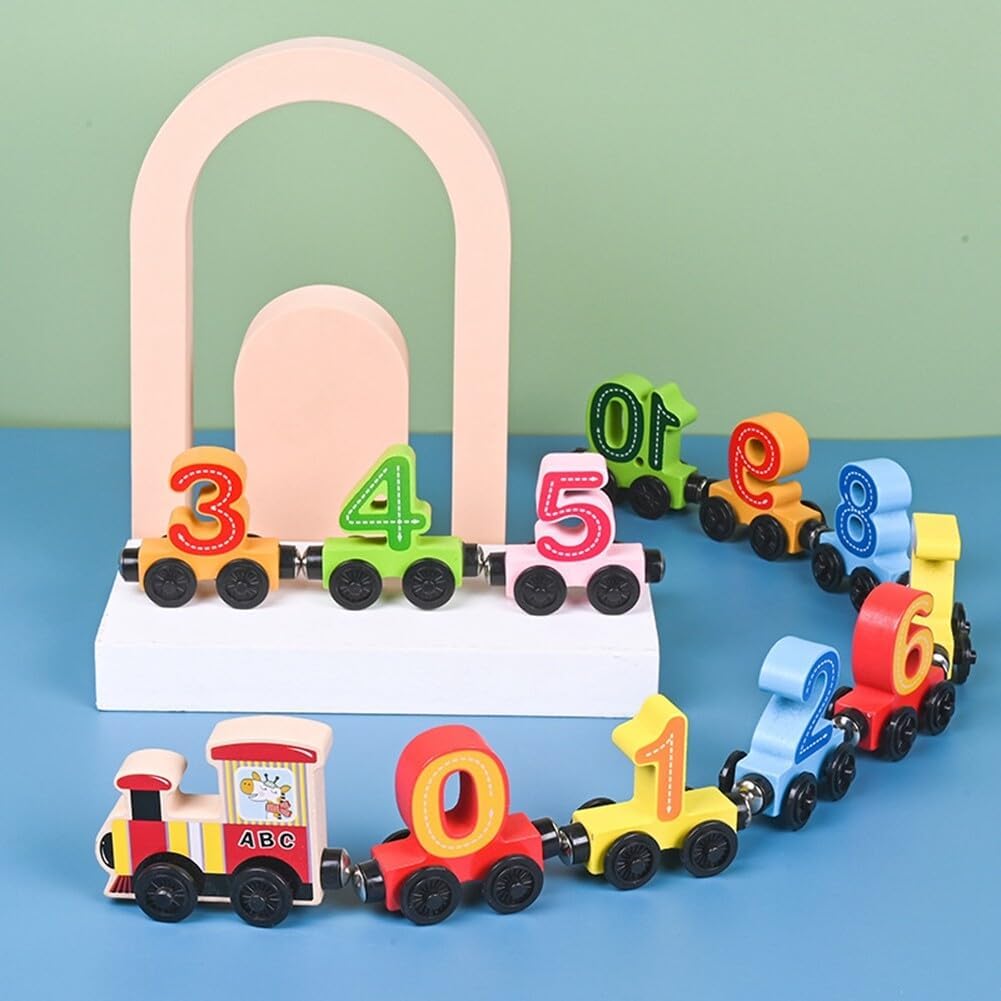 🚂 🚂 Train en Bois Magnétique - Ensemble de 12 Pièces (2+ Ans) | Jouet Éducatif et Sécurisé pour Enfants | Cadeau Idéal 🎁