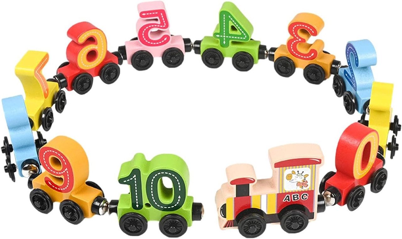 🚂 🚂 Train en Bois Magnétique - Ensemble de 12 Pièces (2+ Ans) | Jouet Éducatif et Sécurisé pour Enfants | Cadeau Idéal 🎁