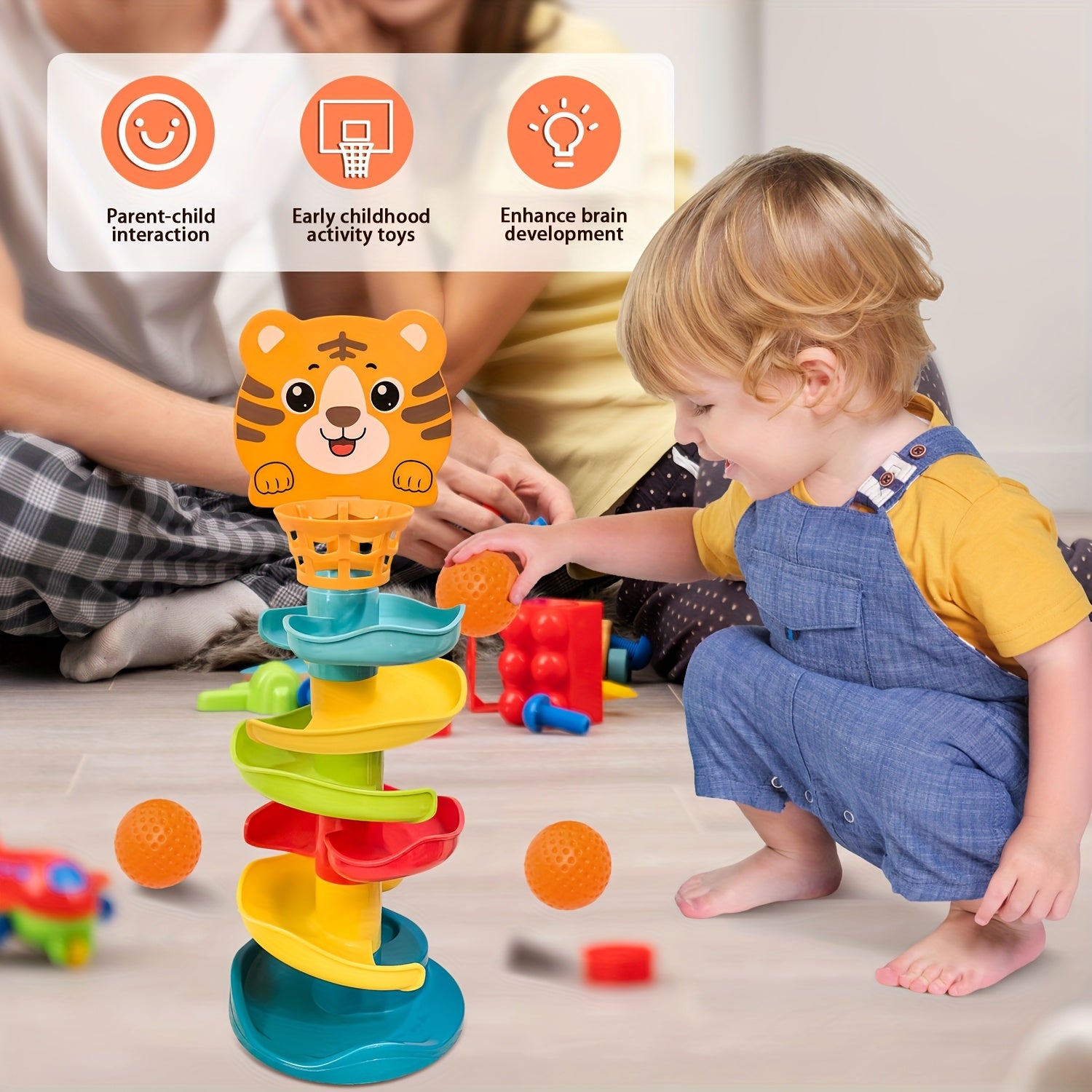 Tour de balle interactif pour les tout-petits - Jouet d'activité éducative avec des boules roulantes et un mécanisme de chute - Matériau ABS durable - Améliore le développement cérébral pour les enfants de 18 mois et plus - Multi-couleur