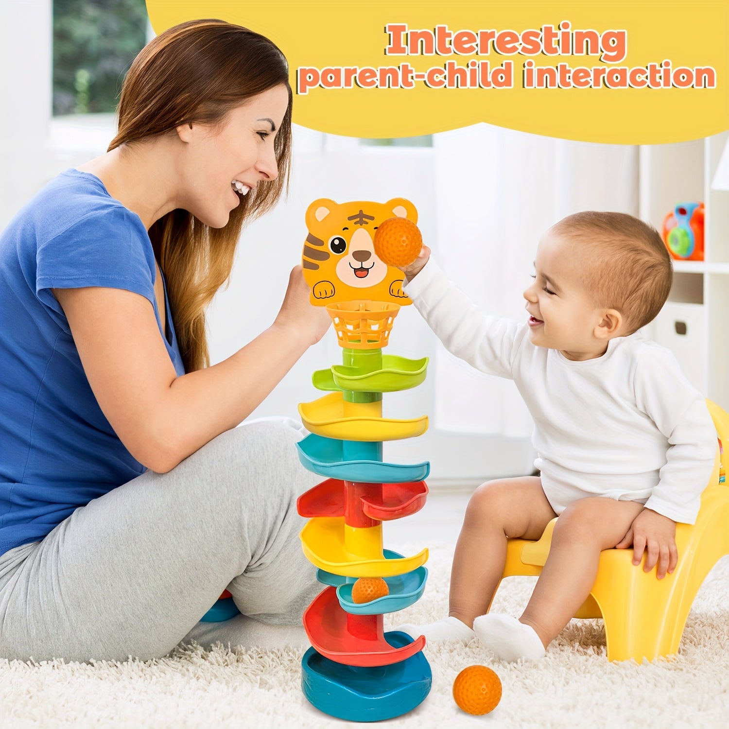 Tour de balle interactif pour les tout-petits - Jouet d'activité éducative avec des boules roulantes et un mécanisme de chute - Matériau ABS durable - Améliore le développement cérébral pour les enfants de 18 mois et plus - Multi-couleur