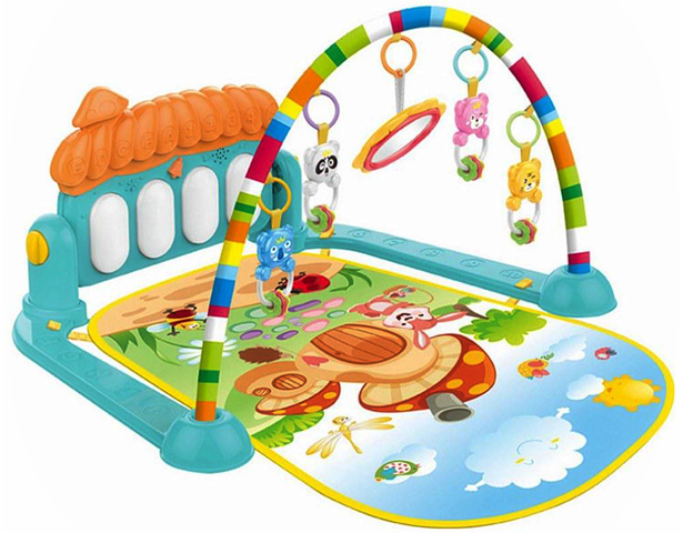1 tapis de jeu pour bébé avec centre d'activités musicales, tapis rembourré souple pour nouveau-né à tout-petit, exercice de temps sur le ventre, éducation précoce - Idéal pour un cadeau
