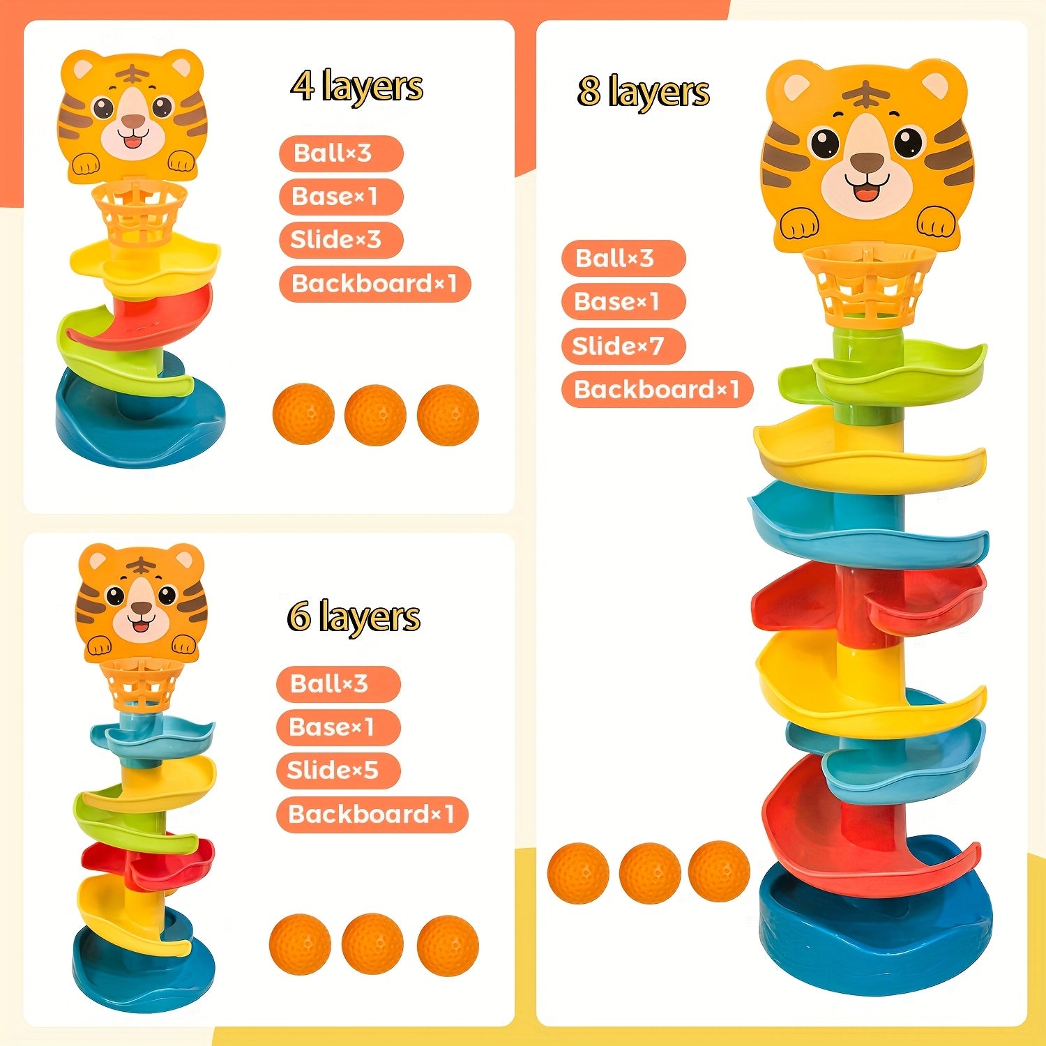 Tour de balle interactif pour les tout-petits - Jouet d'activité éducative avec des boules roulantes et un mécanisme de chute - Matériau ABS durable - Améliore le développement cérébral pour les enfants de 18 mois et plus - Multi-couleur