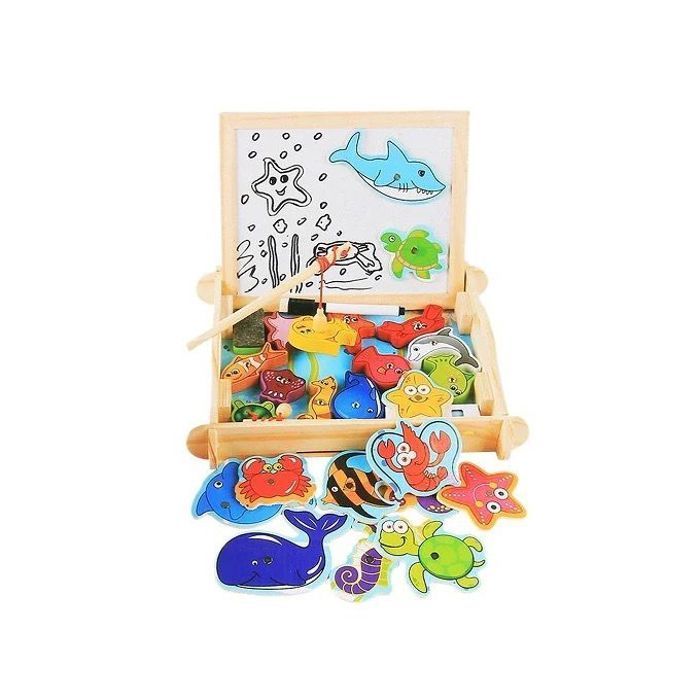 Pêche en bois cinq ensembles de jouets de piliers avec 5 couleurs différentes