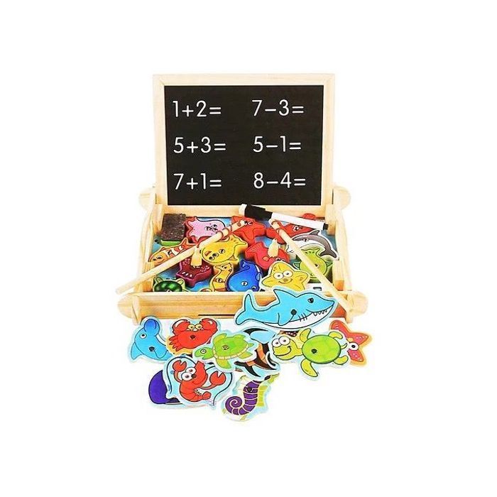 Pêche en bois cinq ensembles de jouets de piliers avec 5 couleurs différentes