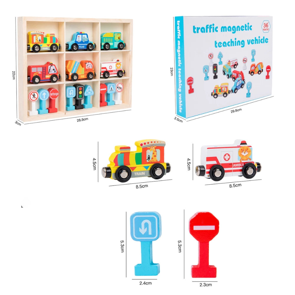 🚂 🚂 Train de Véhicules en Bois Magnétique - Ensemble de 12 Pièces (2+ Ans) | Jouet Éducatif et Sécurisé pour Enfants | Cadeau Idéal 🎁